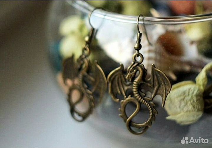 Серьги драконы в наличии медные