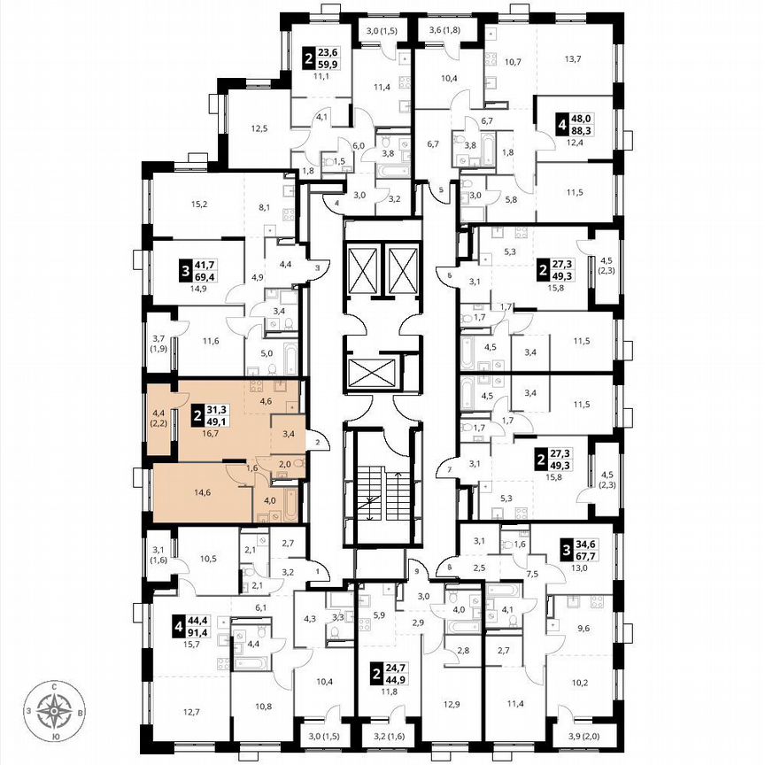 1-к. квартира, 49,1 м², 19/25 эт.
