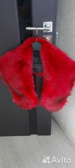 Меховой воротник песец каштановый
