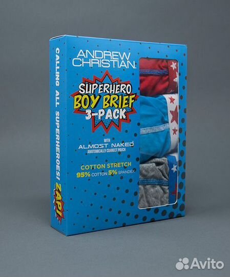 Брифы мужские Andrew Christian Superhero 3-Pack L