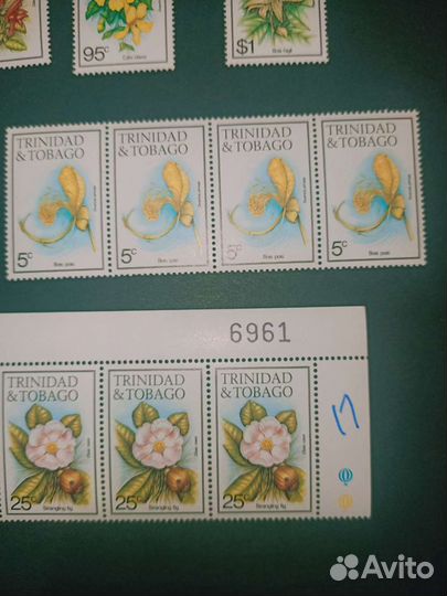 Марки Trinidad Tobago флора цветы 1985