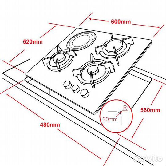 Встраиваемая газовая варочная панель Ginzzu HCG-478