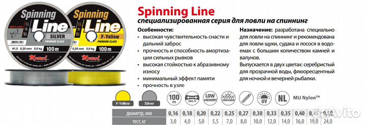 Леска Momoi Spin.Line F-Y 0,30мм,10,0кг100 м, 5шт