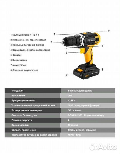 Шуруповерт 20 V в кейсе