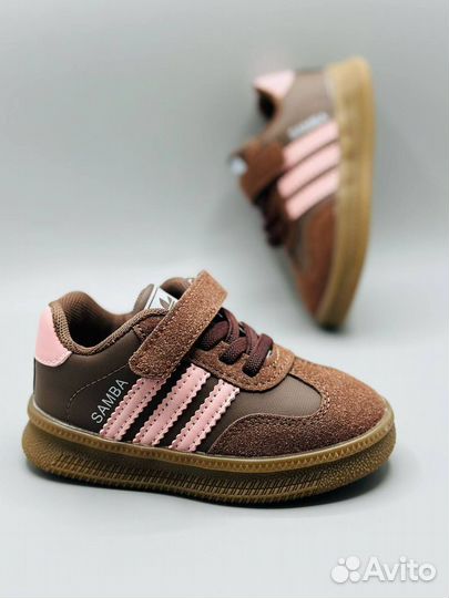 Детские кроссовки на липучке Adidas Samba Mini