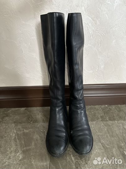 Кожаные сапоги женские демисезонные 37