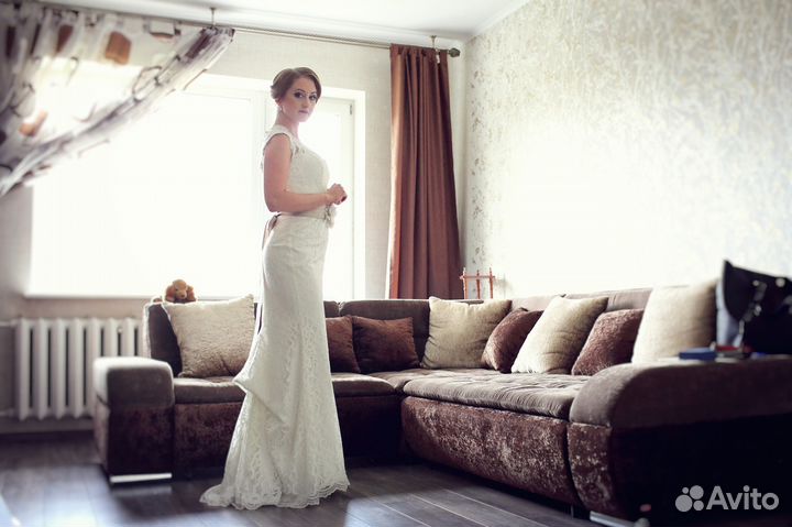 Легкое кружевное свадебное платье