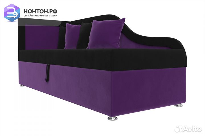 Детский диван Дюна микровельвет черный / фиолетовы