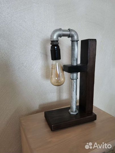 Светильник/настольная лампа лофт из дерева