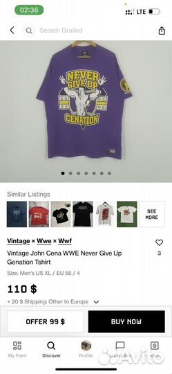 Футболка WWE John Cena Vintage 90s Tee streetwear