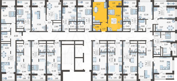 1-к. квартира, 38,2 м², 17/19 эт.
