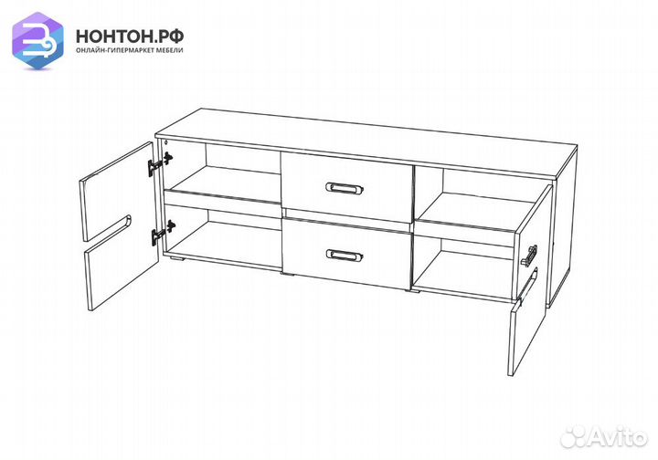 Тв-тумба Ким белый глянец / сонома