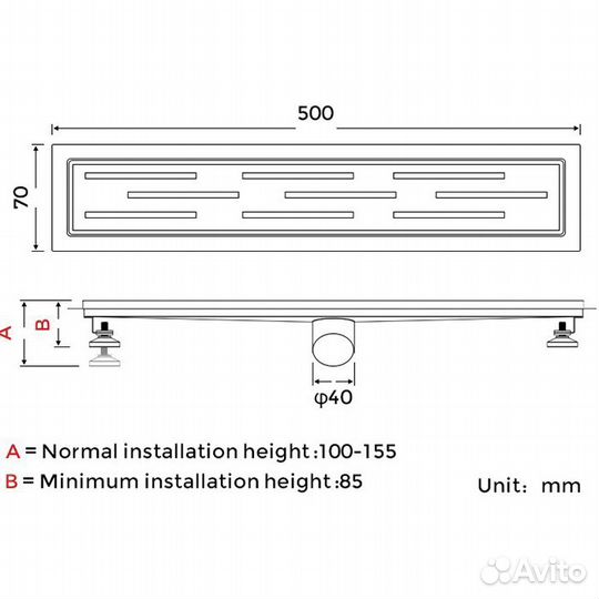 Душевой трап G85007-1 Gappo (50см) из нержавеющей