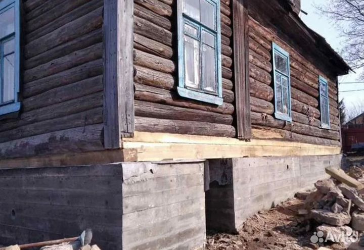 Подъём дома замена венцов ремонт фундамента