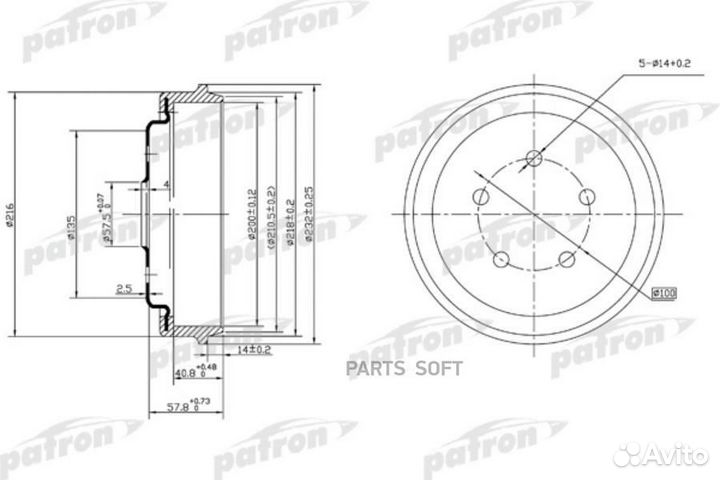 Patron PDR1001 Барабан тормозной