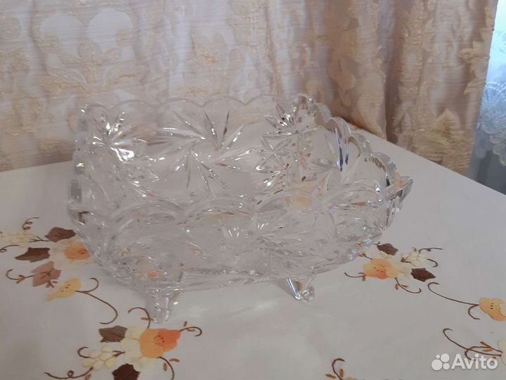 Ваза для фруктов из чешского хрусталя. Богемия