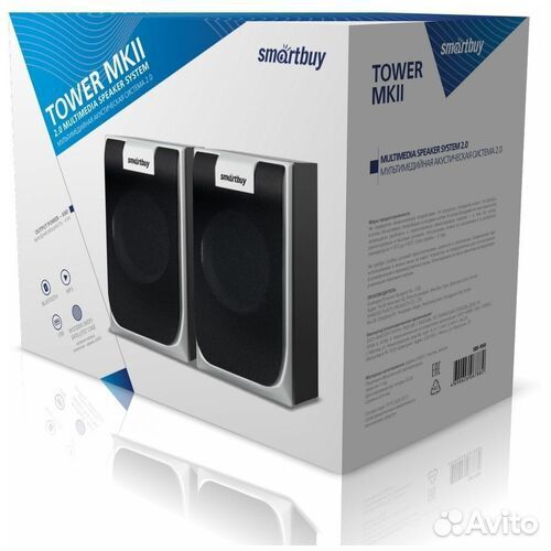 Колонки Smartbuy tower mkii черный-серебро мдф 6Вт