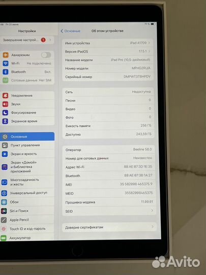 iPad pro 10.5 256gb