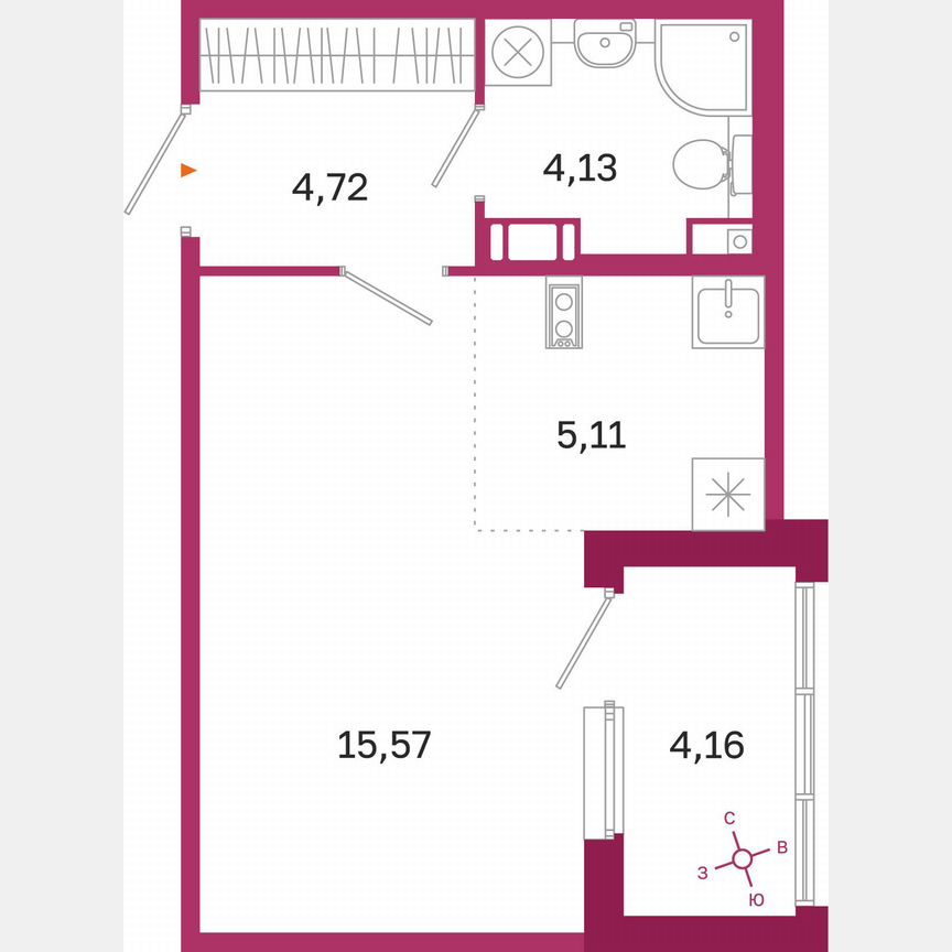 Квартира-студия, 31,6 м², 5/10 эт.