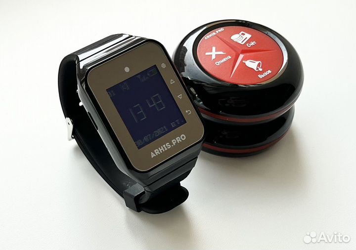 Премиальная кнопка вызова официанта и часы