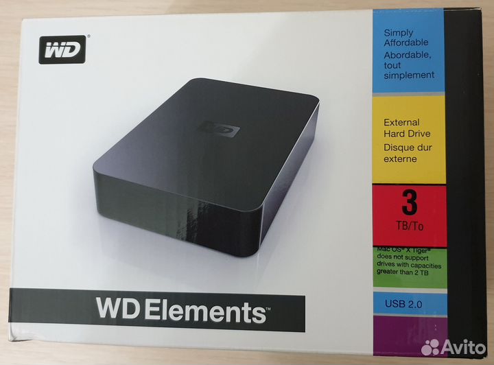 Внешний диск HDD WD Elements Desktop, 3тб, USB 2.0