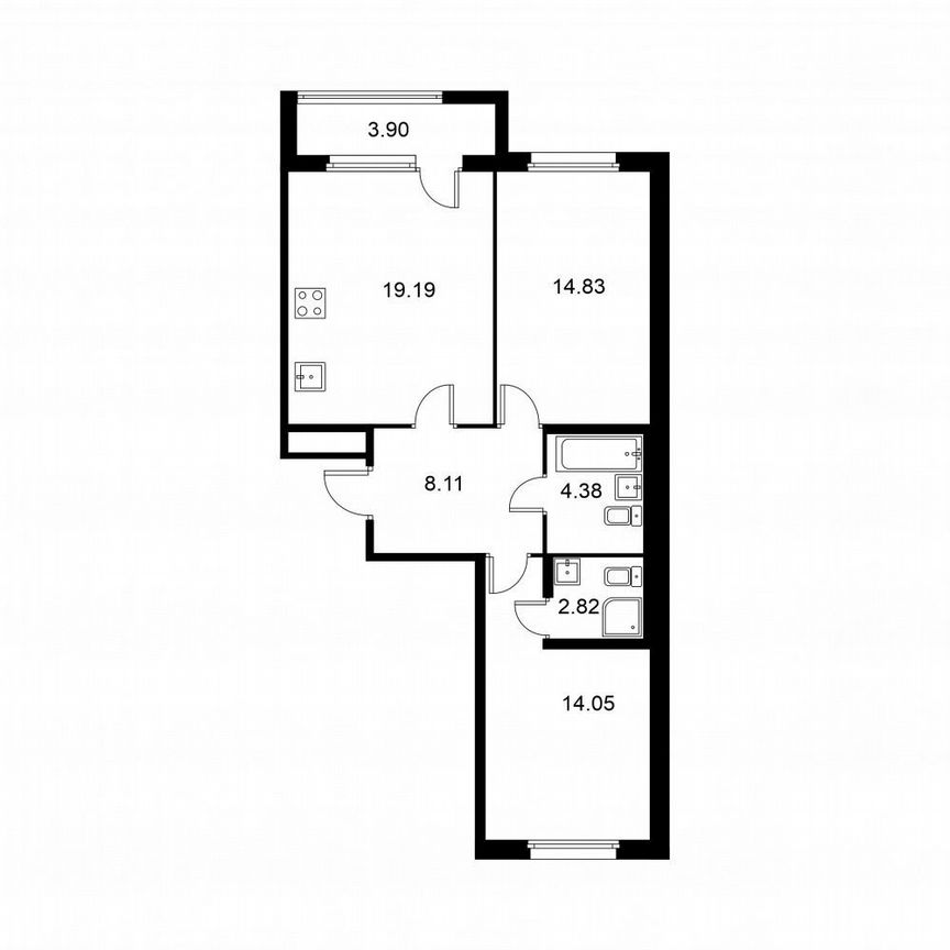 2-к. квартира, 65,3 м², 2/9 эт.