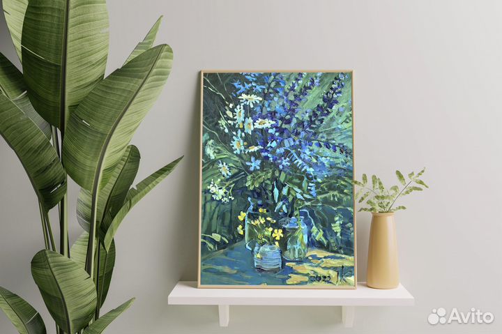 Картина маслом на холсте Цветы Натюрморт