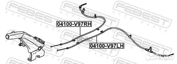 Трос ручного тормоза левый 04100V97LH Febest