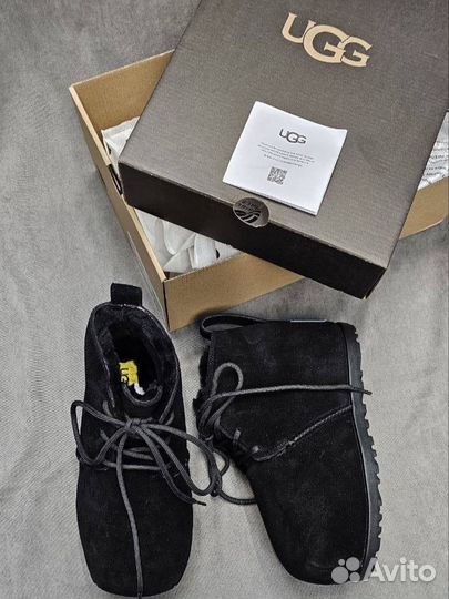 Чёрные угги полуботинки UGG замша овчина