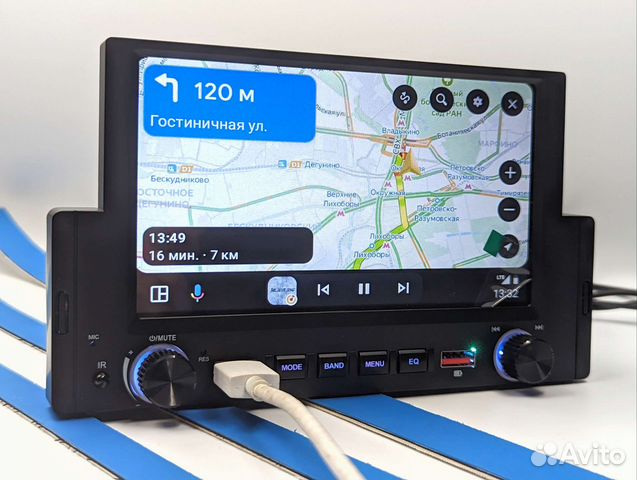 1din магнитола с CarPlay и Bluetooth экран 6 дюймо