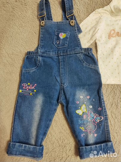 Джинсовый комбинезон и кофточка, р-р 80