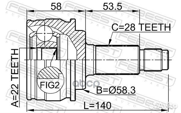 ШРУС наружный 22x58.3x28 0710-gvjb Febest