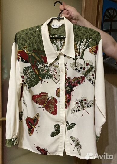 Блузка женская шелковая из 90-х - винтаж-46-48 р-р