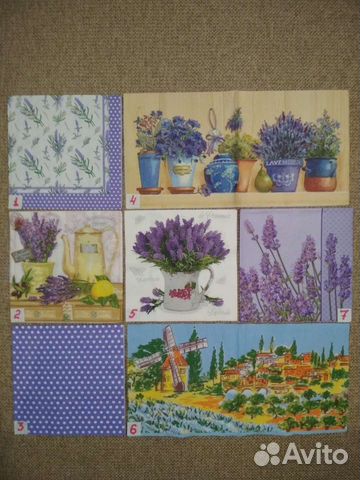 Салфетки д/декупажа Прованс-лаванда-оливки, ручная
