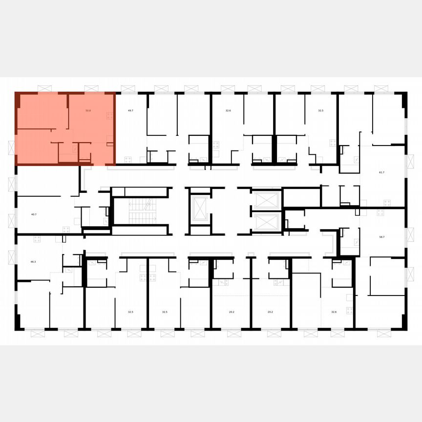 2-к. квартира, 50,8 м², 13/24 эт.
