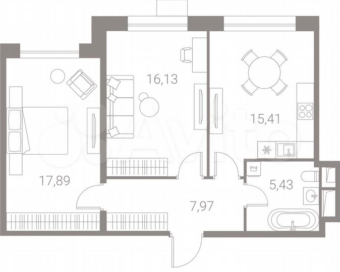 2-к. квартира, 62,8 м², 6/13 эт.