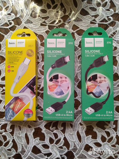 Шнуры зарядки силиконовые микро юсб, тайпси, айфон