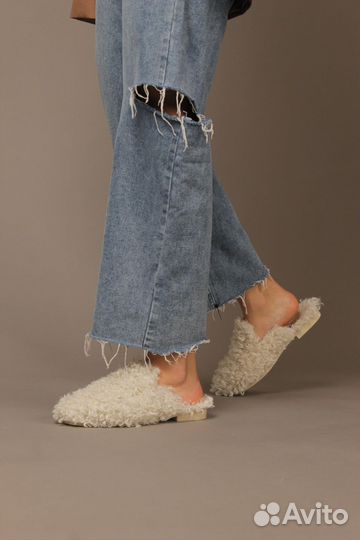 Мюли сабо меховые