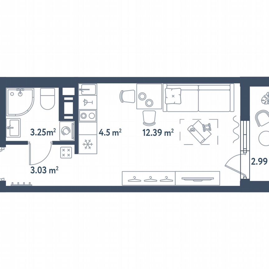 Квартира-студия, 24,7 м², 8/11 эт.