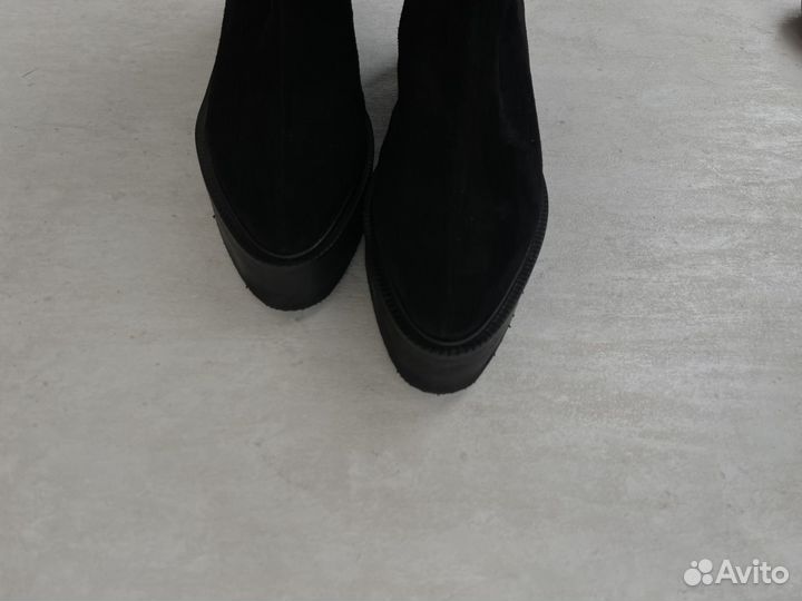 Сапоги ботфорты чулки натуралтная замша