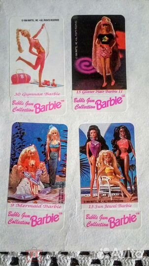 Наклейки вкладыши жвачка Barbie Наклеены