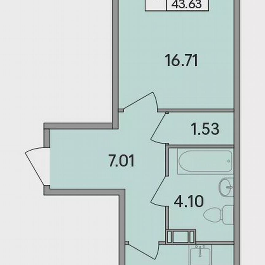 1-к. квартира, 43,6 м², 7/8 эт.