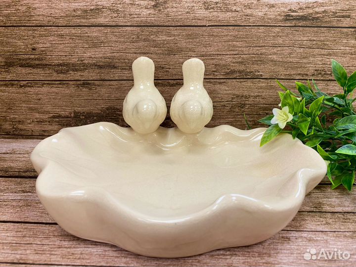 Поилка для птиц садовая, 26х21см, керамика