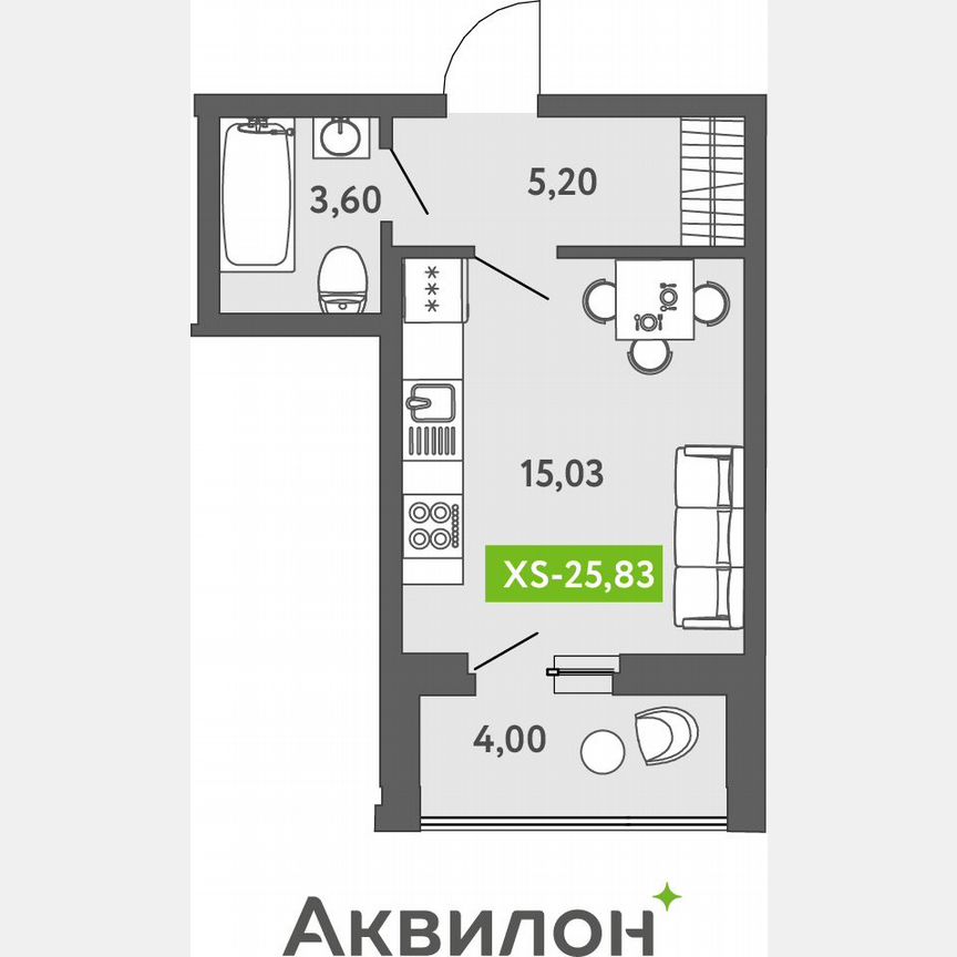 Квартира-студия, 25 м², 1/13 эт.