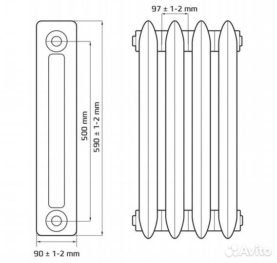 Радиатор чугунный Heat 12 секций H 500-12s