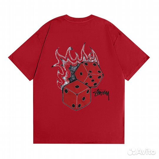 Футболка Stussy burning cubes (черн.бел.красн.сини