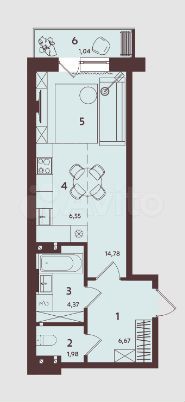 Квартира-студия, 36 м², 5/12 эт.