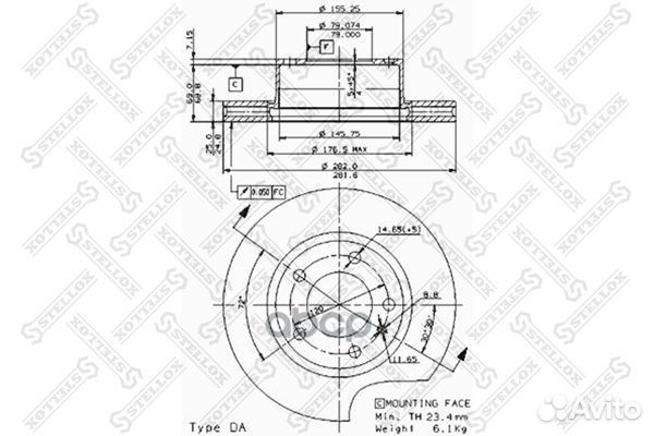 6020-47115V-SX диск тормозной передний VW Pass