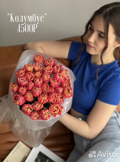 Цветы, букеты, тюльпаны, корзины,51 тюльпан