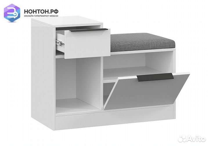 Тумба для обуви комбинированная Агата белая